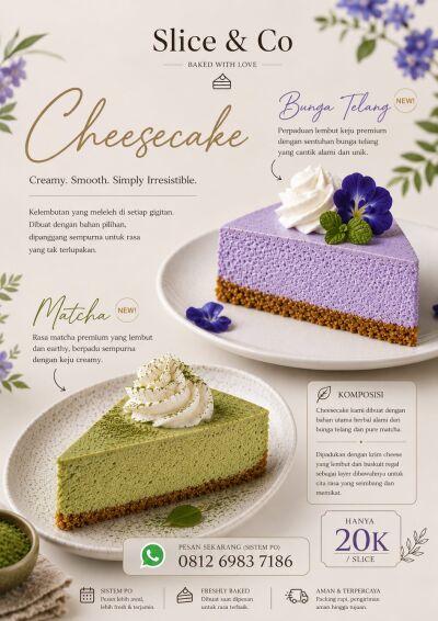 Cheesecake Pure Matcha & Telang Blooms